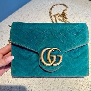 Gucci dyonisus mini-wallet with gold chain - velvet